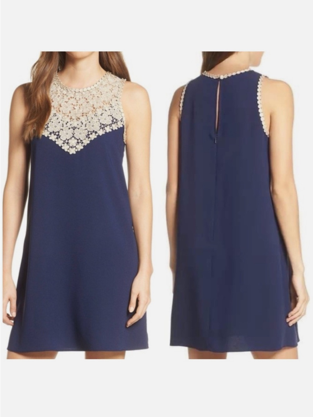 Lilly Pulitzer Navy and Gold Floral Nala Shift Dress